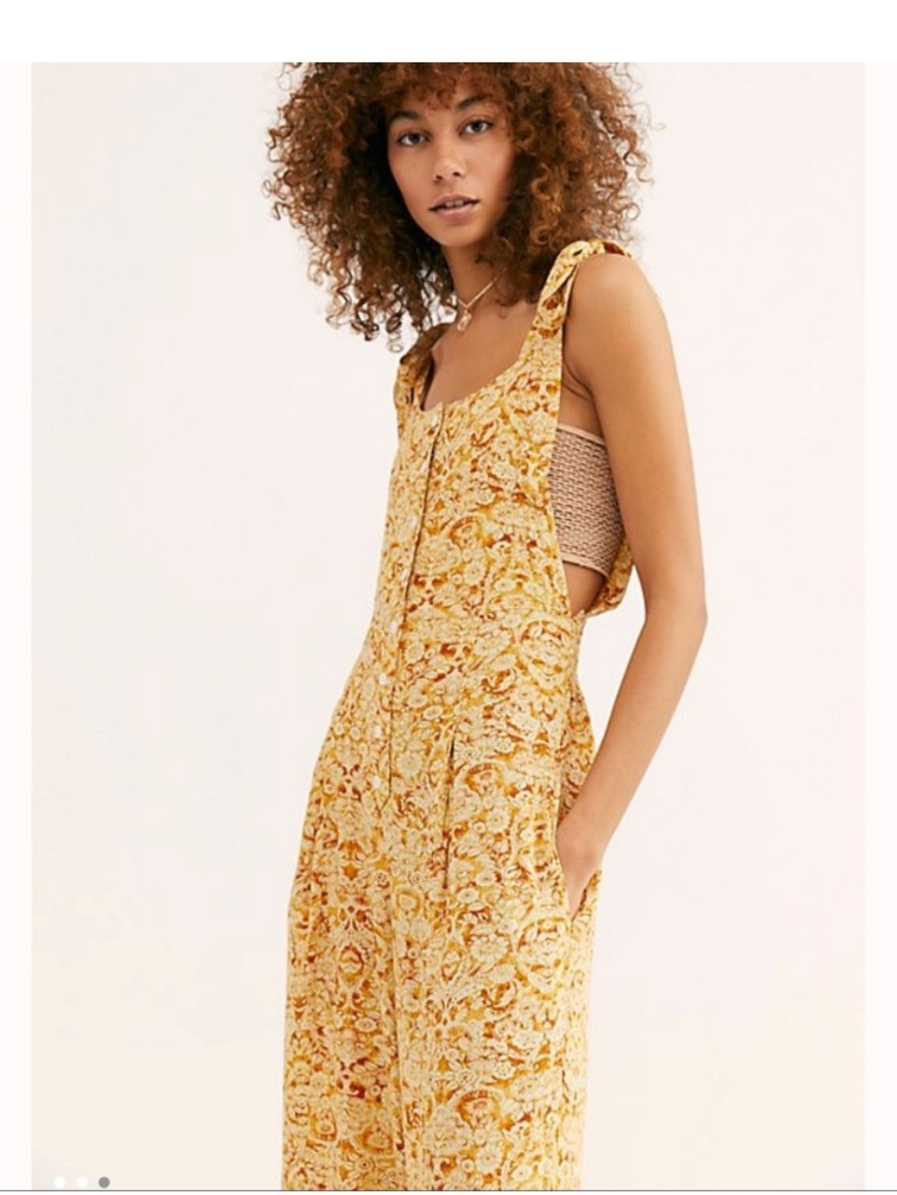 Free people sugar sands jumpsuit in caramel combo